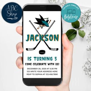 Electronic San Jose Sharks Electronic Invite Birthday Flyer Template Instant Download