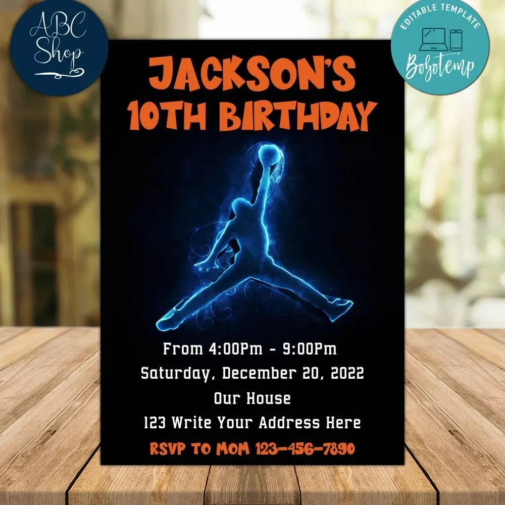 Basketball Birthday Invitation Instant Download Bobotemp