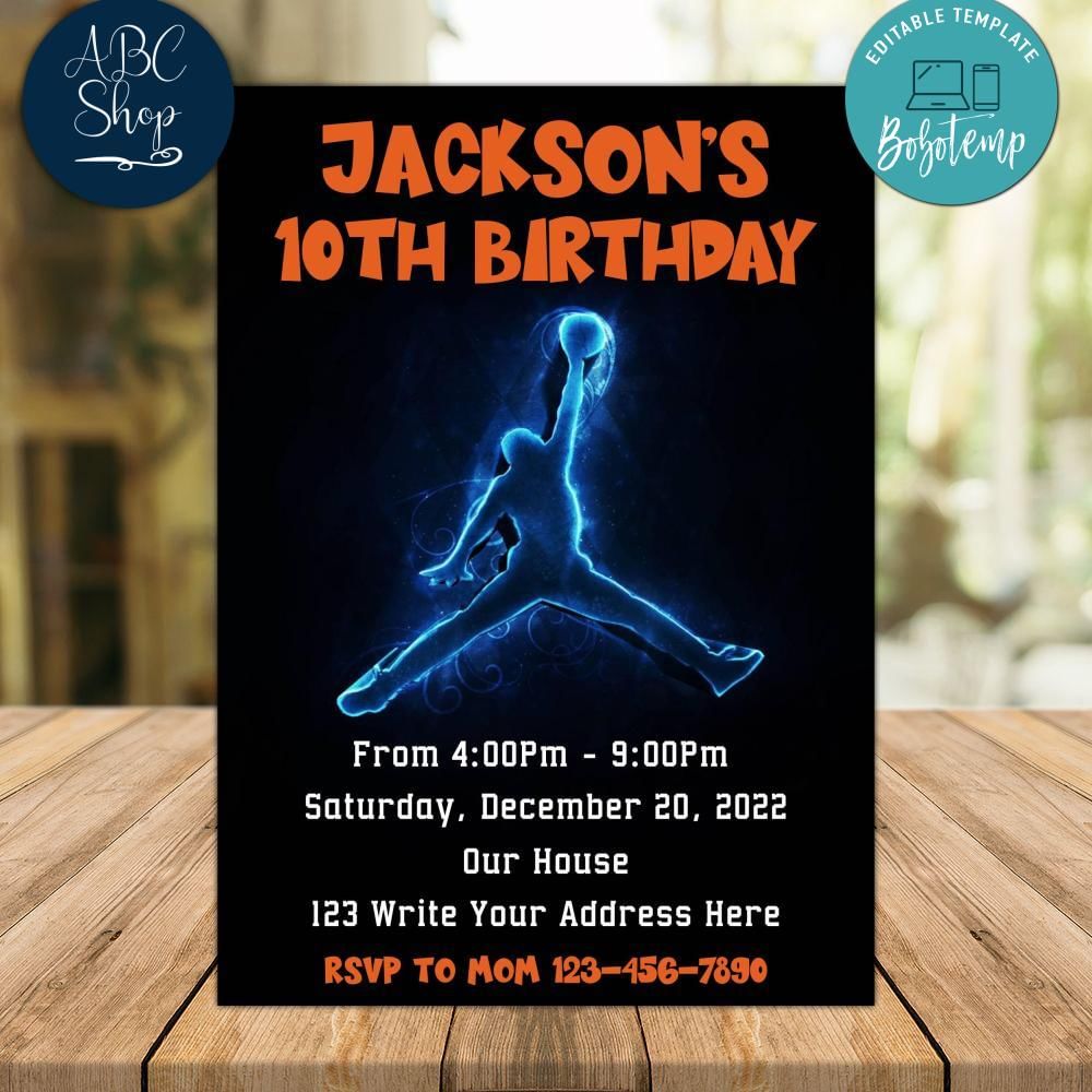 Basketball Birthday Invitation Instant Download Createpartylabels