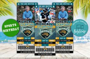 Editable Jacksonville Jaguars Birthday Ticket Invitations Instant Download