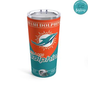 Miami Dolphins 20 oz Skinny Tumbler Customizable Design Template Instant Download
