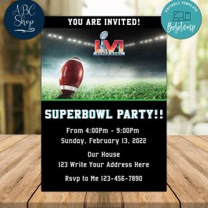 Super Bowl Invitation Instant Download