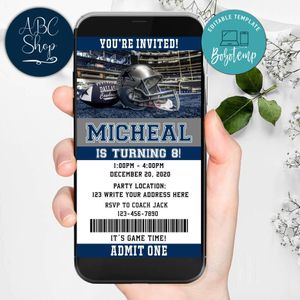 Mobile Dallas Cowboys Birthday Electronic Invite Invitation Instant Download