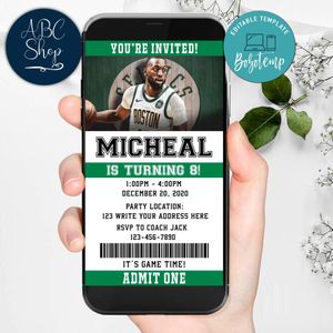 Electronic Boston Celtics Ticket Electronic Invite Birthday Invitations Instant Download