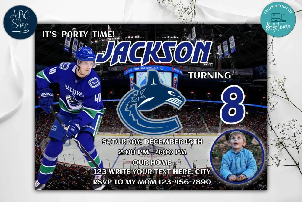 Vancouver Canucks Birthday Invitation Instant Download Bobotemp
