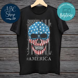Printable America Fourth of July Skull Shirt Template Digital File
