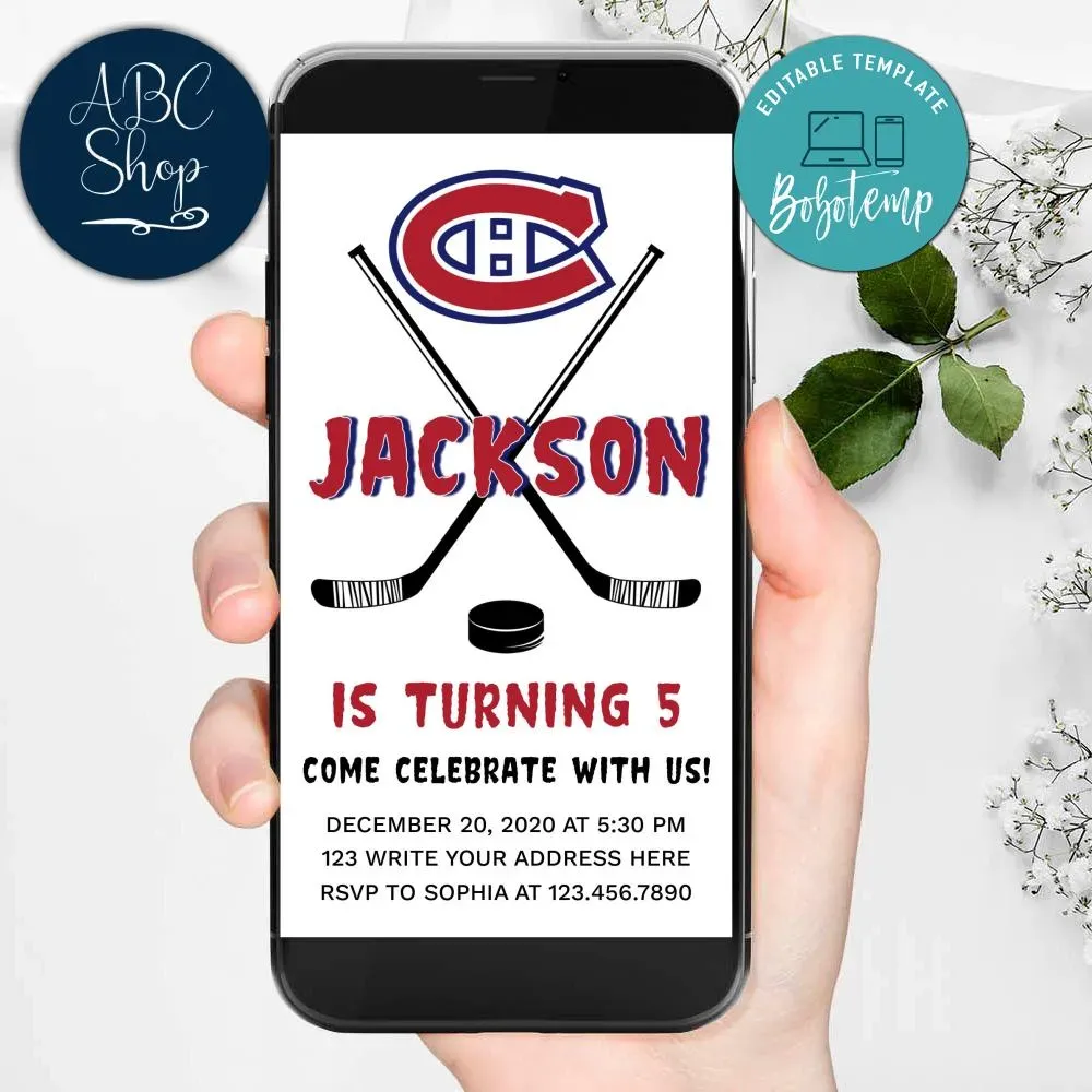 Electronic Montreal Canadiens Electronic Invite Birthday Invitations ...