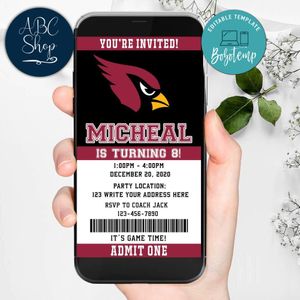 Electronic Arizona Cardinals Birthday Flyer Instant Download