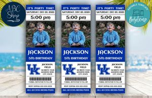 Printable Kentucky Wildcats Birthday Ticket With Photo Invitation Instant Download