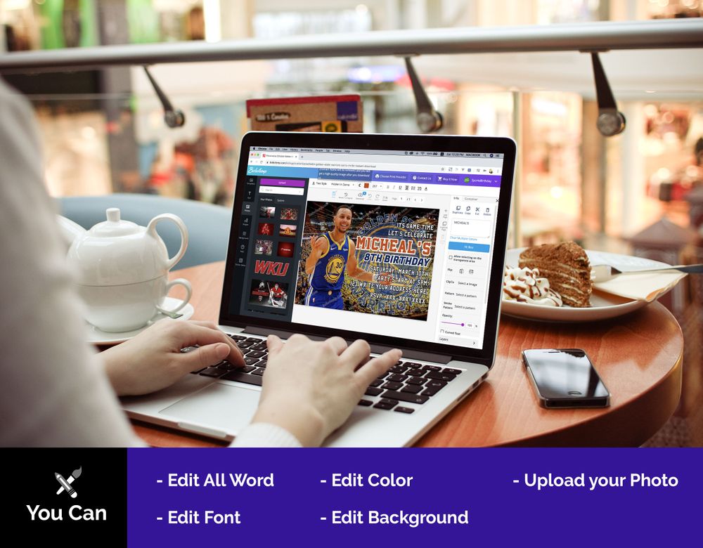 Editable Golden State Warriors Party Invite Instant Download