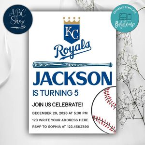 Printable Kansas City Royals Birthday Invitations Instant Download