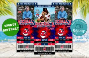 Editable Cleveland Indians Birthday Ticket Invites Instant Download