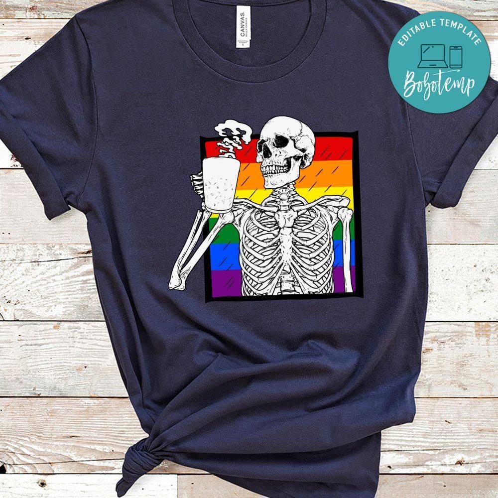 Halloween Coffee Drinking Skull LGBT Shirt