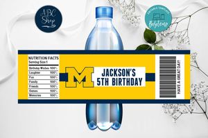 Printable Michigan Wolverines Water Bottle Labels Instant Download