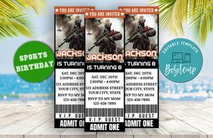 Editable Call of Duty Ticket Birthday Flyer 2 Instant Download