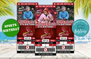 Editable St. Louis Cardinals Birthday Ticket Invitations Instant Download