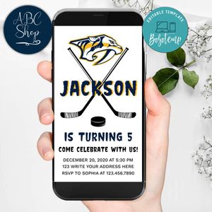 Electronic Nashville Predators Electronic Invite Birthday Flyer Template Instant Download
