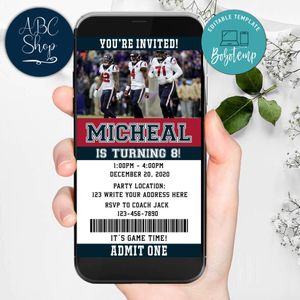Electronic Houston Texans Electronic Invite Birthday Invite Instant Download