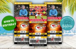 Editable Kansas City Chiefs Birthday Party Ticket Invitations DIY