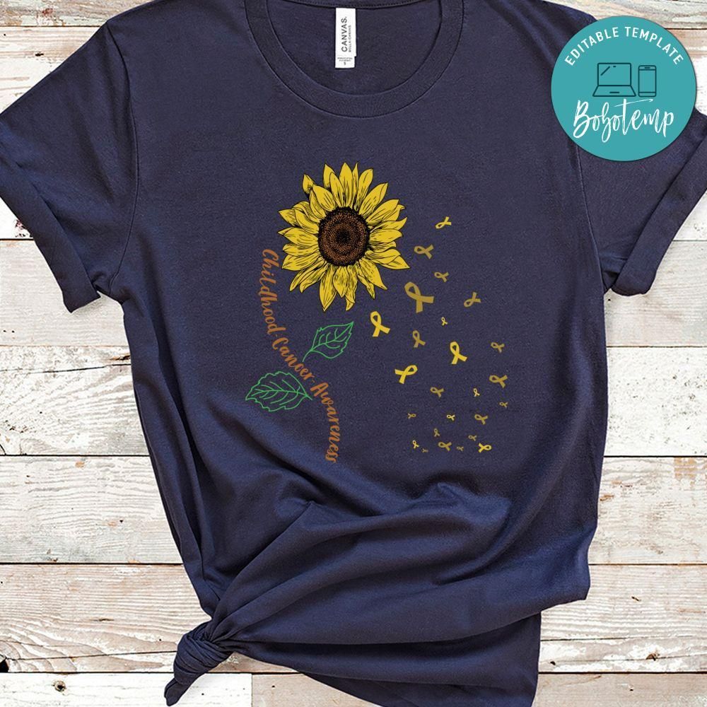Flower Childhood Cancer Awareness Gold Shirt