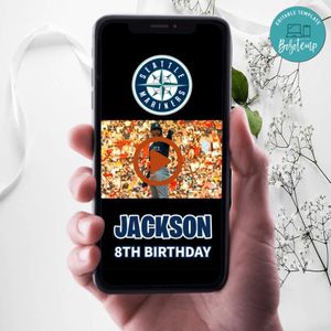 Seattle Mariners Birthday Video Invitation Digital Template Customizable Instant Download