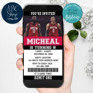 Electronic Westbrook Houston Rockets Ticket Electronic Invite Birthday Invites Instant Download