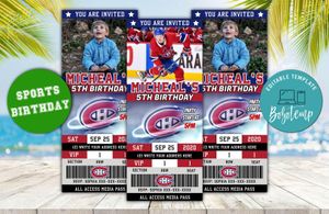 Montreal Canadiens Ticket Birthday Editable Template Instant Download