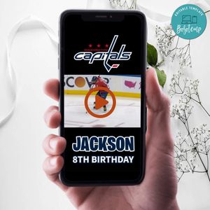 Washington Capitals Birthday Video Invitation Digital Template Customizable Instant Download