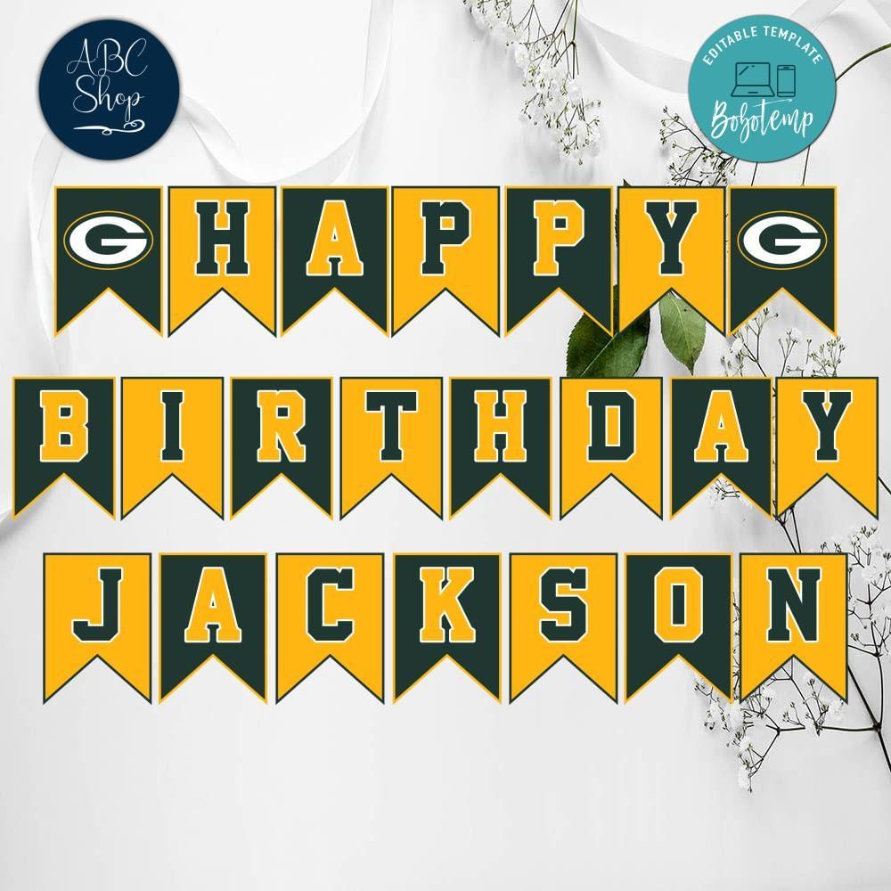 Green Bay Packers Birthday Banner Digital Files | Bobotemp