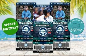 Editable Seattle Mariners Birthday Ticket Invitation Instant Download