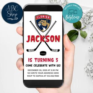 Electronic Florida Panthers Electronic Invite Birthday Invitation Template Instant Download
