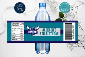 Printable Charlotte Hornets Water Bottle Labels Instant Download