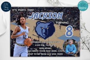 Memphis Grizzlies Birthday Flyer Template to Print at Home Instant Download