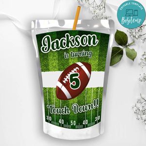 Printable Football Birthday Capri Sun Juice Label Instant Download