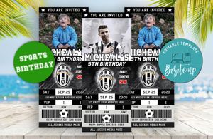 Cristiano Ronaldo Juventus Party Ticket Invite Instant Download
