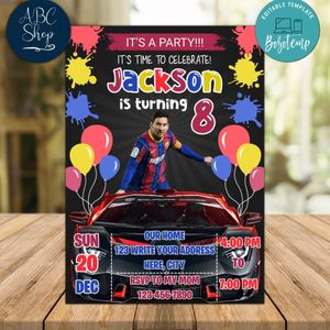 Messi Barcelona Drive By Birthday Parade Invitation Printable Instant Download