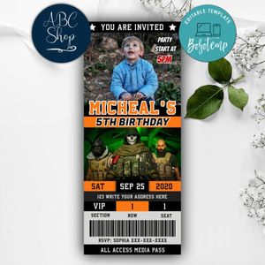 Printable Call Of Duty Warzone Birthday Ticket Invites DIY