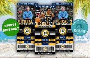 Editable Indiana Pacers Birthday Ticket Invitations Instant Download