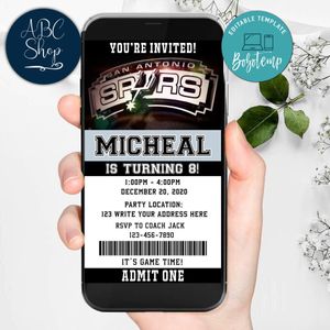 Electronic San Antonio Spurs Birthday Invitation Instant Download
