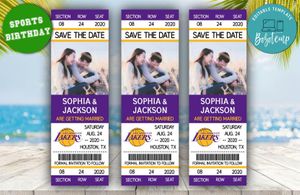  Los Angeles Lakers Save The Date Wedding Engagement Announcement Ticket Invitation Instant Download
