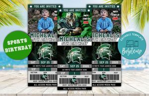 Printable Michigan State Spartans Birthday Ticket Invitation Instant Download