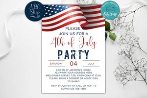 Printable 4th of July Birthday Party Invite Instant Download