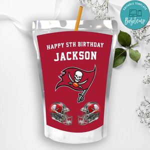 Printable Tampa Bay Buccaneers Birthday Capri Sun Juice Label Instant Download
