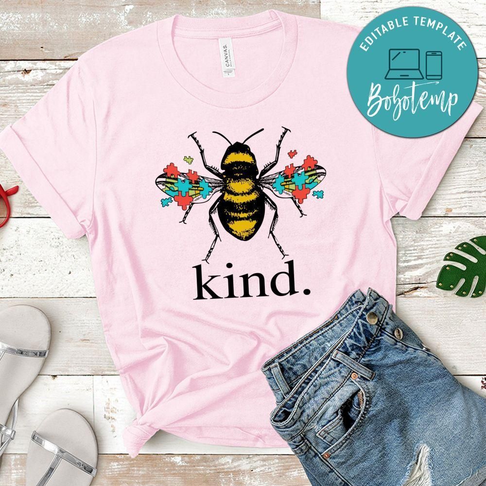 Autism Awareness Bee Kind Puzzle Shirt