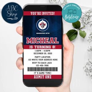 Electronic Winnipeg Jets Ticket Electronic Invite Birthday Invitations Instant Download