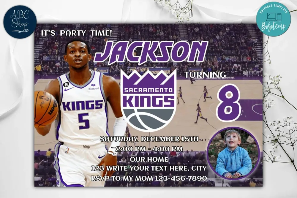Sacramento Kings Birthday Invites Template to Print at Home DIY | Bobotemp