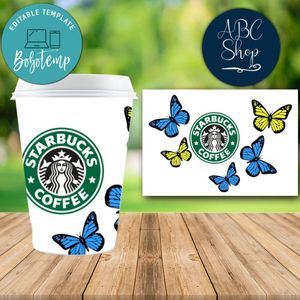 Starbucks Wrap Butterfly PNG File template Digital File