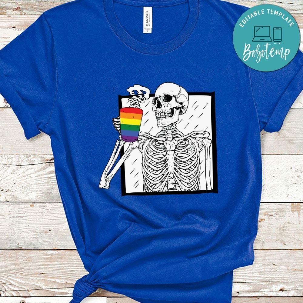 Halloween LGBT Coffee Drinking Skeleton Shirt