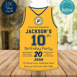 Indiana Pacers Jersey Birthday Invitation Instant Download