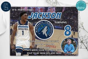 Minnesota Timberwolves  Birthday Invitation Template to Print at Home Instant Download